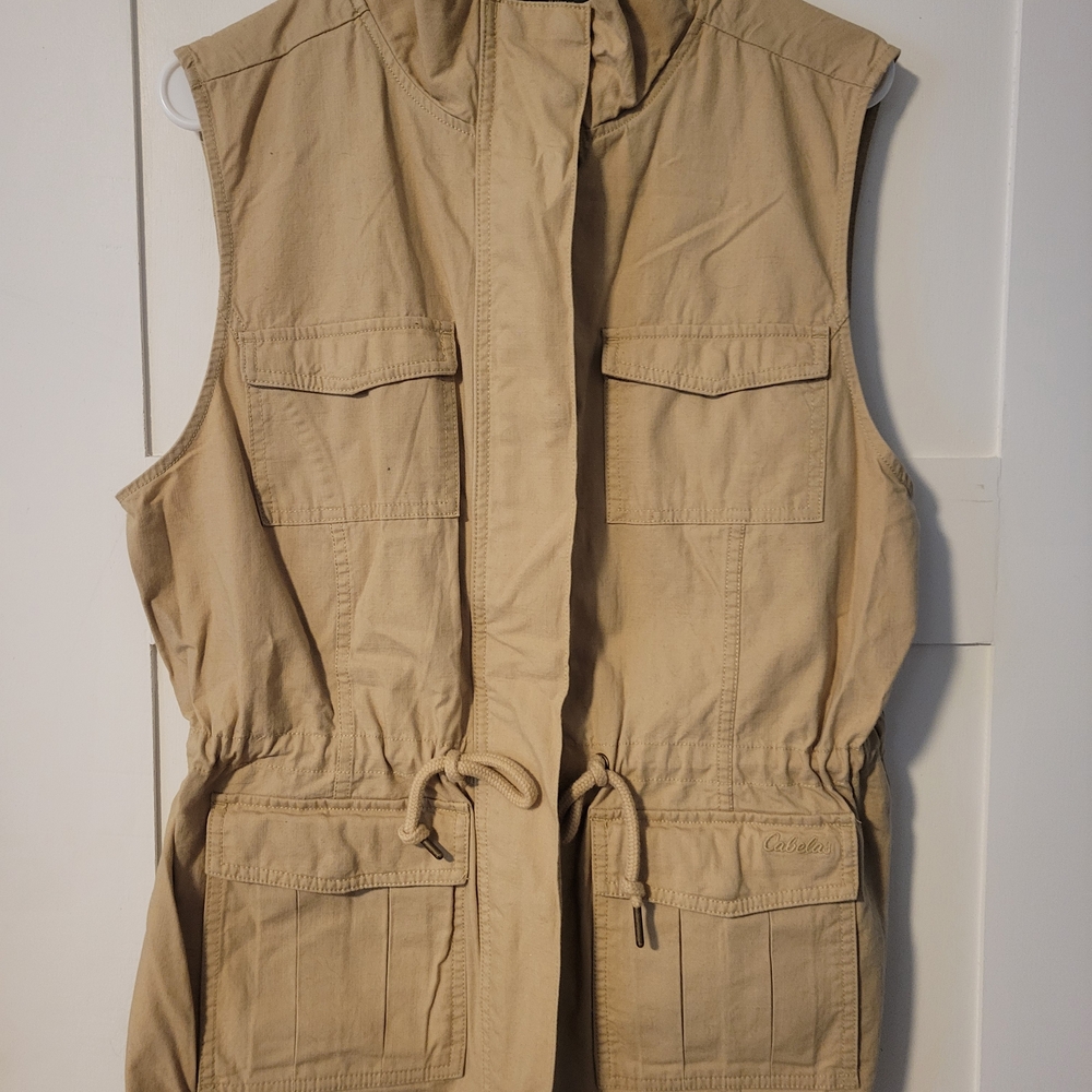 Cabela's Tan Classic Fit Jacket with Yellow Logo